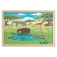 thumbnail image 1 of Turtle Wall Art with Frame, Day in the Jungle Bear Giraffe Treesnd Little Pond with Wild Plants, Printed Fabric Poster for Bathroom Living Room Dorms, 35" x 23", Multicolor, by Ambesonne, 1 of 2