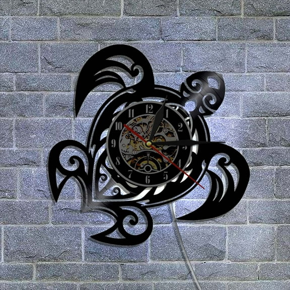 Turtle Wall Clock under $5! Yannianjz Vinyl Record Wall Clock with Turtle Design, Vintage Wall Home Decor Clock, Silent Quartz Movement, Decorative Styling Wall Clock