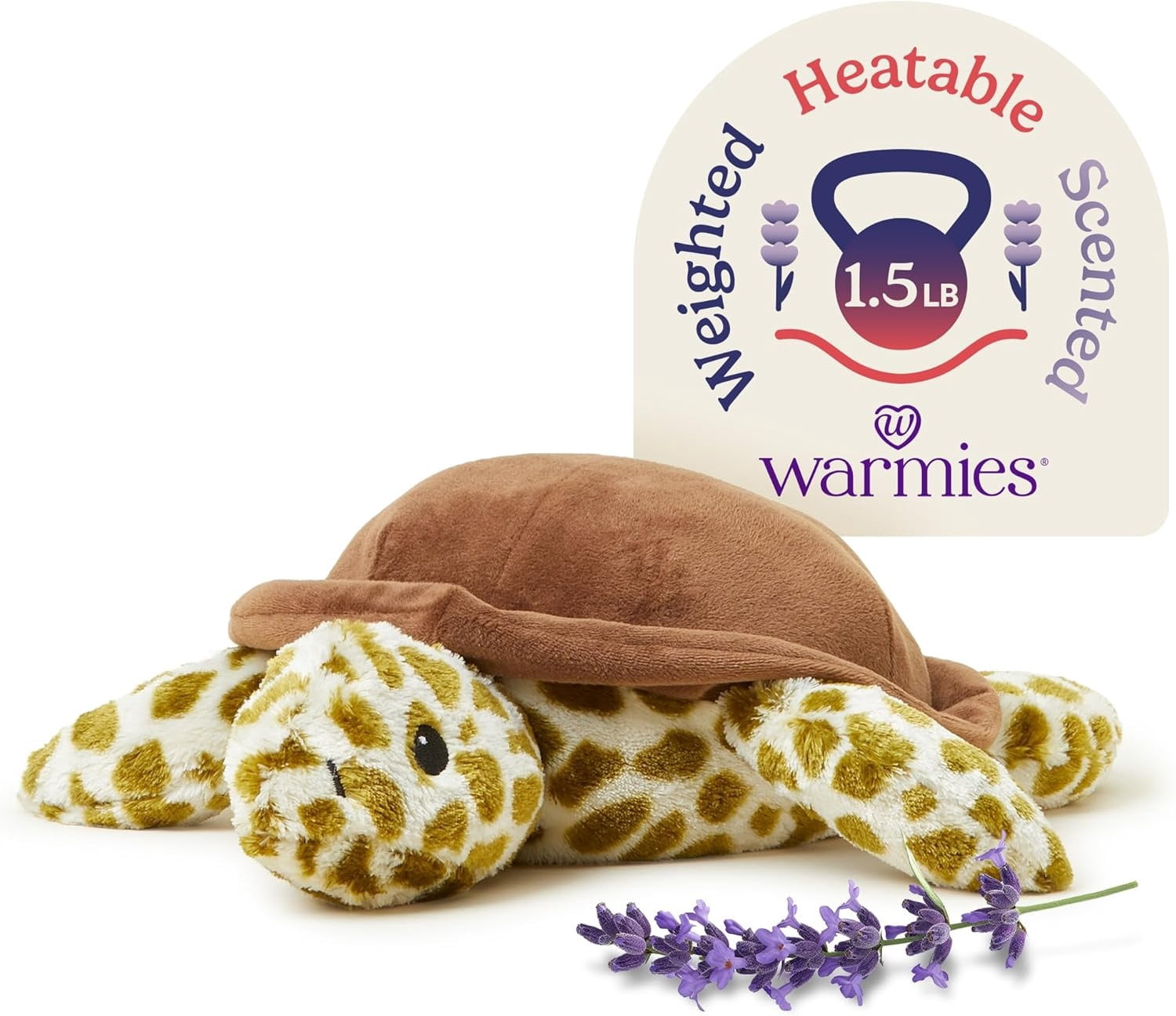 warmies 13” Turtle Stuffed Animal, Microwavable Heated Plushies and Weighted Soft Plush Toys