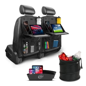 Turtle Wax Car 5 Piece Interior Organization Bundle, 2 Back Seat Organizers, Pop Up Trash Bin, Seat Wedge 2-Pack