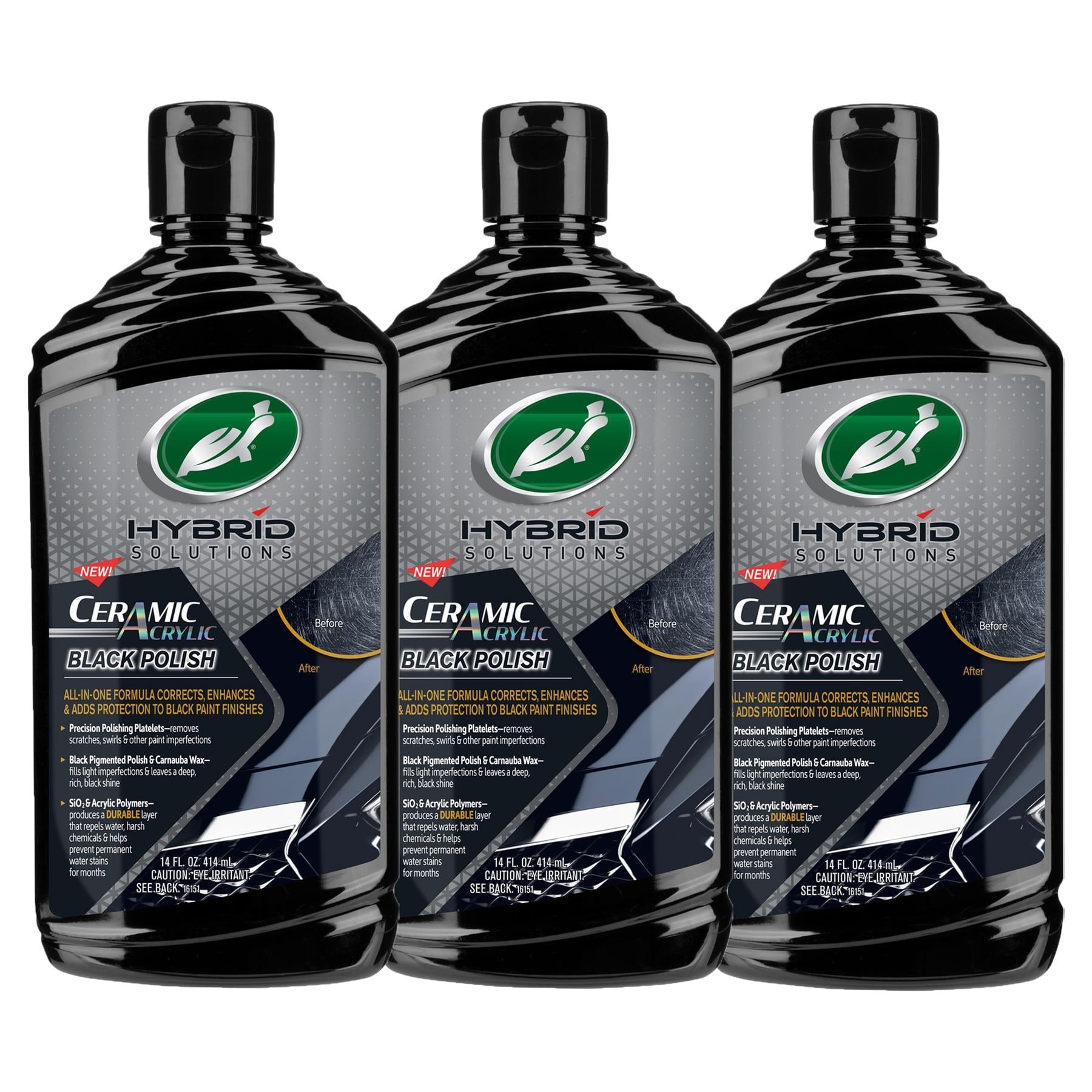 Turtle Wax Hybrid Solutions Ceramic Acrylic Black Polish & Wax 3 - Pack
