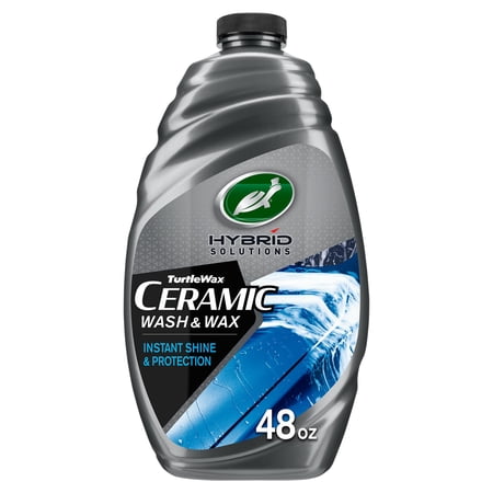 Turtle Wax Hybrid Solutions Ceramic Car Wash and Wax, Gentle pH Neutral Car Cleaner with Extreme Water Beading Paint Protection, High Gloss Spot-Free, Car Wax Shine, Fruity Scent, 48 oz Pack of 1