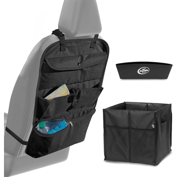 Turtle Wax Interior Car Organizer, Back Seat Organizer with Cooler, Cargo Bin, Seat Wedge & Tablet Holder, Travel Accessories