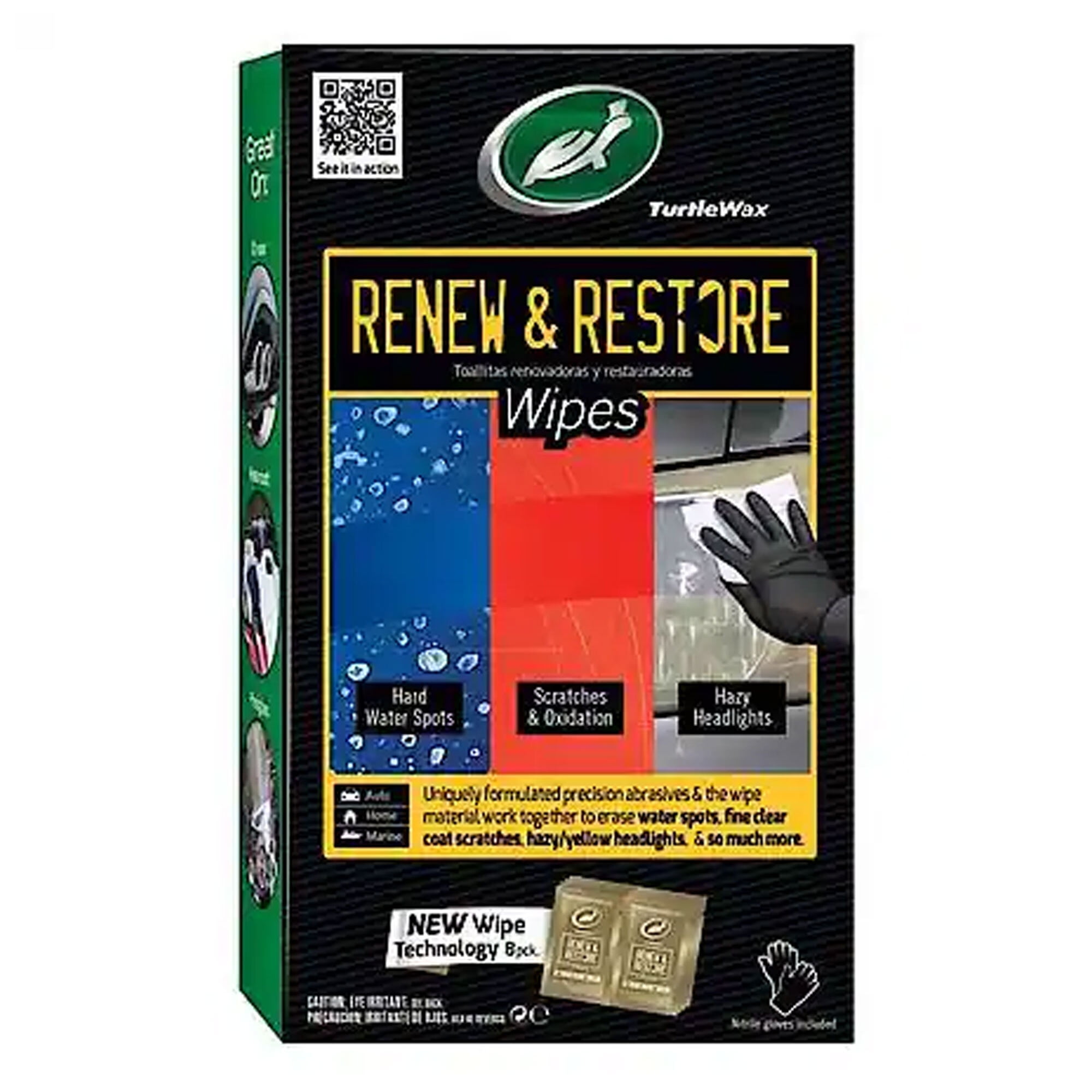 Turtle Wax Renew \u0026 Restore Wipes, Oxidation \u0026 Spot Remover for Paint, Glass \u0026 Headlights, 8 Wipes