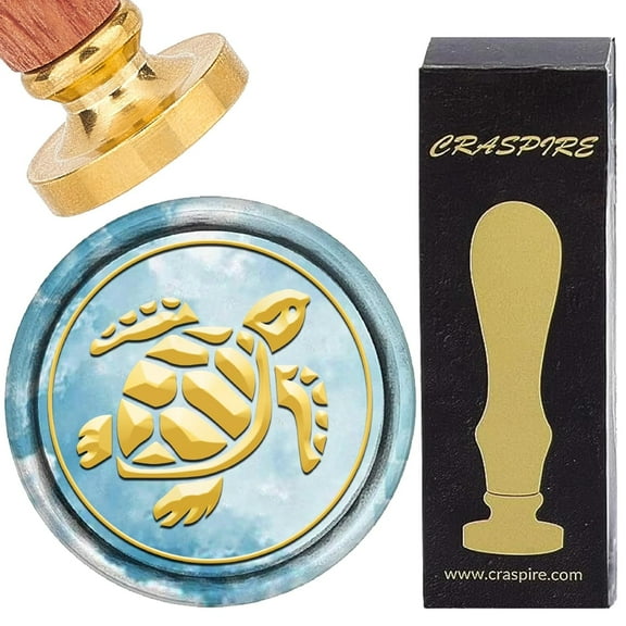 Turtle Wax Seal Stamp Retro Sea Animal Sealing Wax Stamp 25mm Removable Brass Head with Rosewood Handle for DIY Scrapbooking Invitation Gift Wrap Envelopes Wine Packages 1set