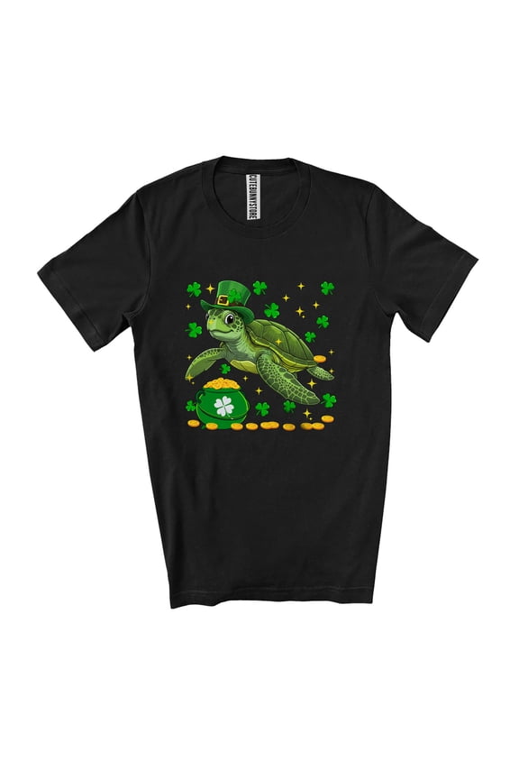 Turtle With Shamrocks; Amazing St. Patrick's Day Lucky Irish Sea Animal Unisex T-Shirt