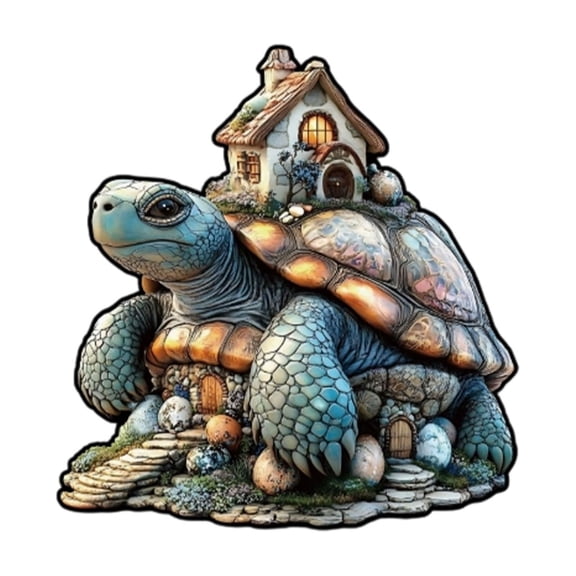 Turtle Wooden Puzzle 3D Animal Jigsaw, Creative Assembly Toys for Teens, Educational Brain Teaser Game, Thinking & Hand-Eye Coordination Gift, 7.95x8.37inch