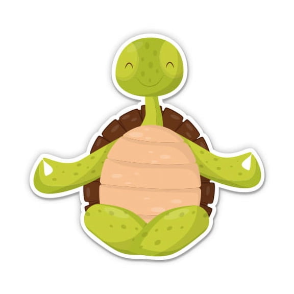 Turtle Yoga Cute - 5" Vinyl Sticker - For Car Laptop I-Pad - Waterproof Decal