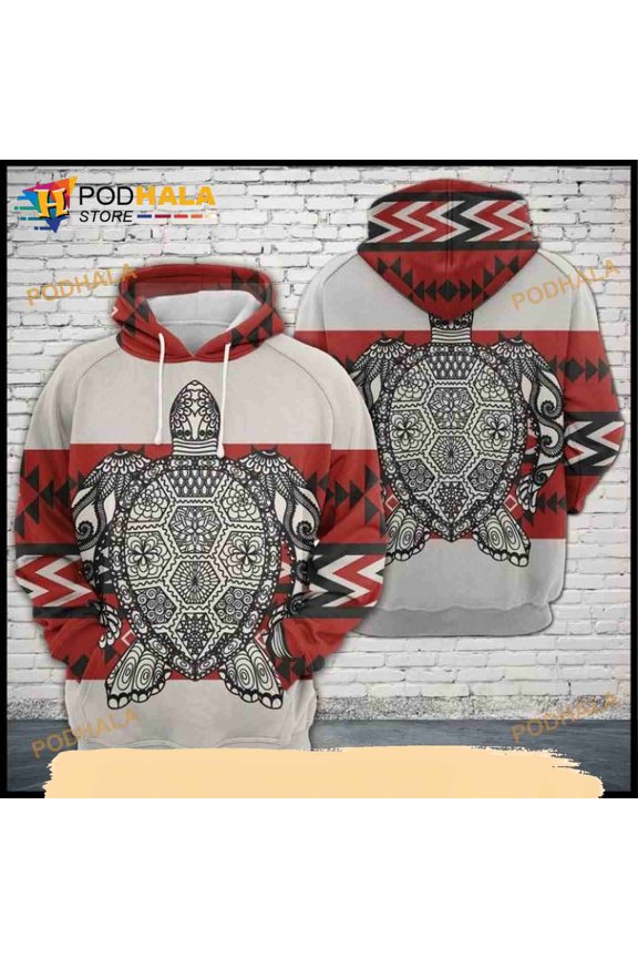 Turtle Zentangle Native Pattern 3D Hoodie