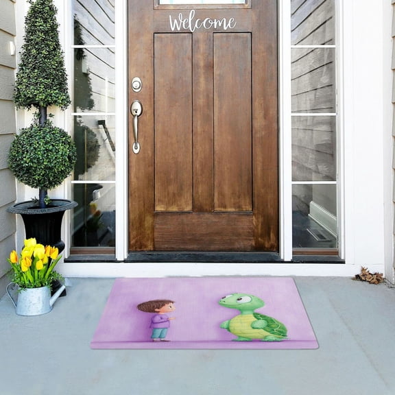 Turtle and Kid Versatile Absorbent Door Mat, Non-Slip, Easy to Clean 32''x20''