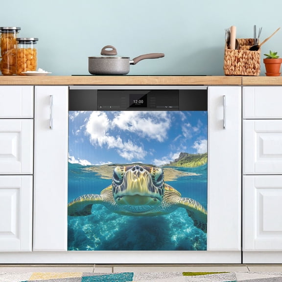 Turtle and Sky Dishwasher Magnet Cover Reuseable Refrigerator Magnet Cover Decal Fridge Microwave Stickers Hoilday Party Decor 23 x 26 Inch