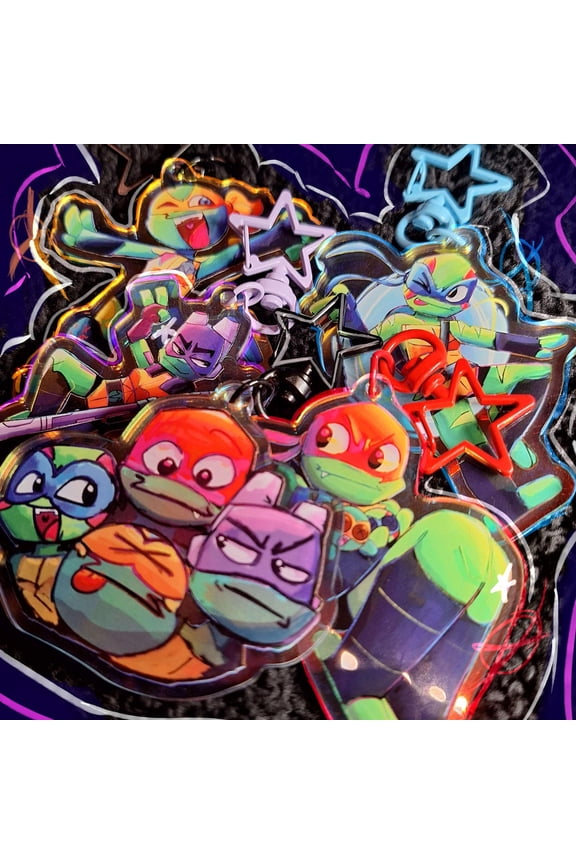 Turtle brother keychains - Raph, Leo, Mikey, Donnie (1 keychain)