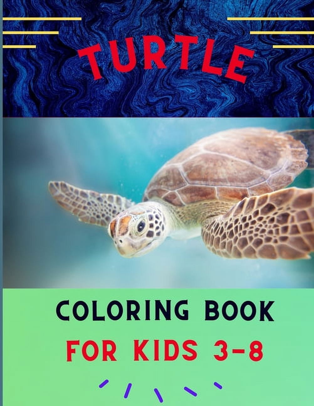 Turtle coloring book for kids 3-8: Funny & easy turtle coloring book ...