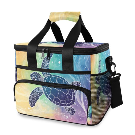 Turtle in Rainbow Ocean Portable Cooler Lunch Box Reusable Insulated Lunch Bag Leakproof 15L