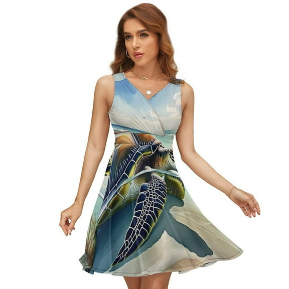 Turtle in The Sun Sundress Sleeveless Dress Summer Women Clothes Dress for Women Dresses
