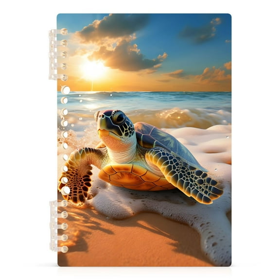 Turtle on Sunset Beach Spiral Journal Notebook College Ruled Notebook 8.3" x 5.7" A5 Lined Thick Paper Page