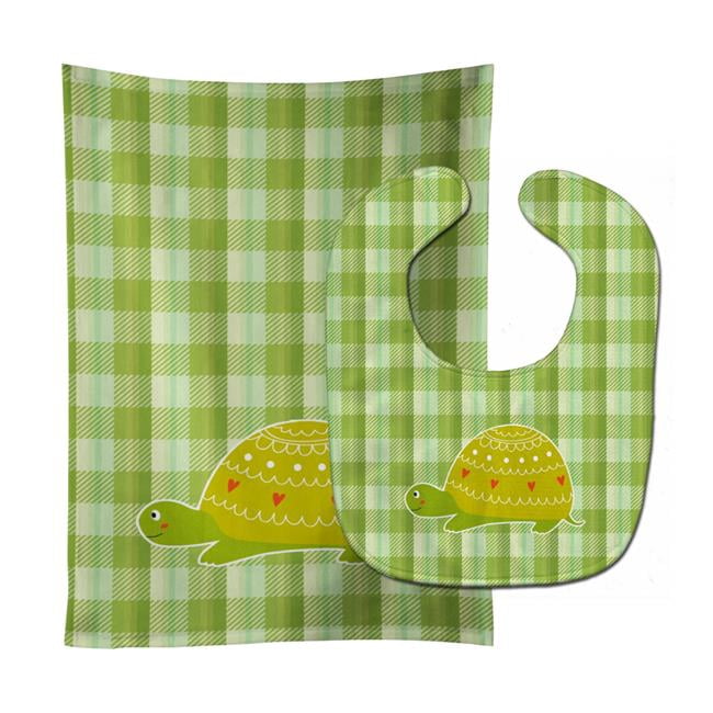 Turtle on the Move Baby Bib & Burp Cloth
