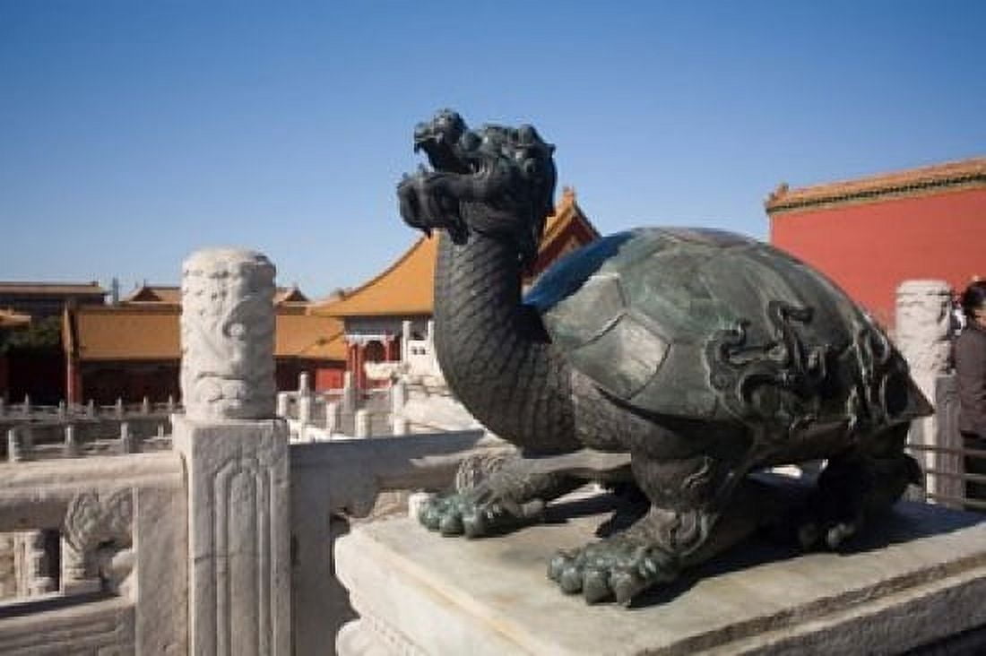 Turtle statue Chinese symbol Forbidden City Beijing Canvas Art - Dave Bartruff DanitaDelimont (35 x 23)