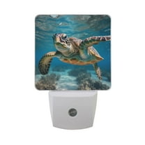 Turtle under Sea Night Light LED Dusk to Dawn Auto Sensor Night Lamp Plug-in Nightlight for Bedroom Hallway Kitchen 2 PCs