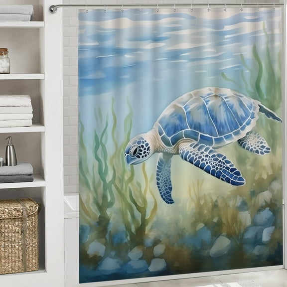 Turtle waterproof shower curtain beautiful pattern printed shower curtain  Cloth Fabric Bathroom Decor Set with Hooks