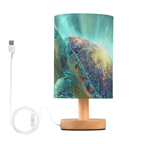 Turtle with Glowing Background Table Lamp with USB Port LED Warm Light Lamp Night Light Home Decor