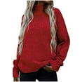 thumbnail image 1 of Turtleneck Crewneck Sweaters for Women Fall 2025 Lightweight Long Batwing Sleeve Pullover Sweaters Tops Knit Clothes Red L, 1 of 7