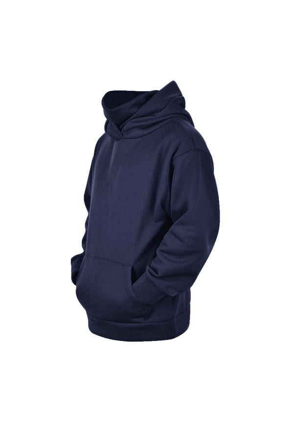Turtleneck Hoodie Men Cowl Neck Fleece Hoodies Sweatshirts Casual Pullover Fall Winter Loose Fitting Tops with Pockets Navy M