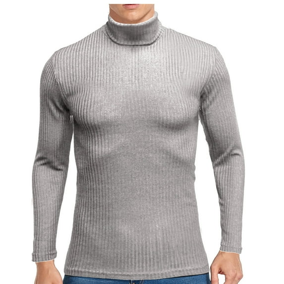 Turtleneck Men Long Sleeve Thermal Underwear Sweater Mock Solid Color Turtleneck Base Layer Sweatshirt Shirt for Men