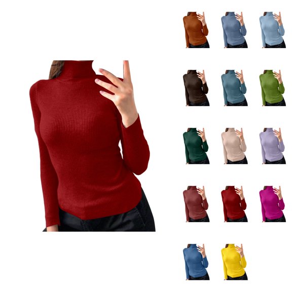 Turtleneck Pullover Sweater Classic Knit Top Versatile Fall Soft Comfortable Casual Style
