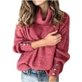 thumbnail image 1 of Turtleneck Pullover Sweaters for Womens Cowl Neck Long Sleeve Winter Chunky Slouchy Loose Fit Oversized Knit Sweaters, 1 of 5