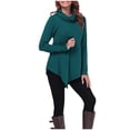 thumbnail image 1 of Turtleneck Pullover - Women's Fall Long Sleeve Slim Fit Blouse, Soft Solid Color Stacked Neck Top | Baberdicy | Womens Turtleneck Tunic Tops Casual Long Sleeve Irregular Solid Soft (Green | XL), 1 of 7