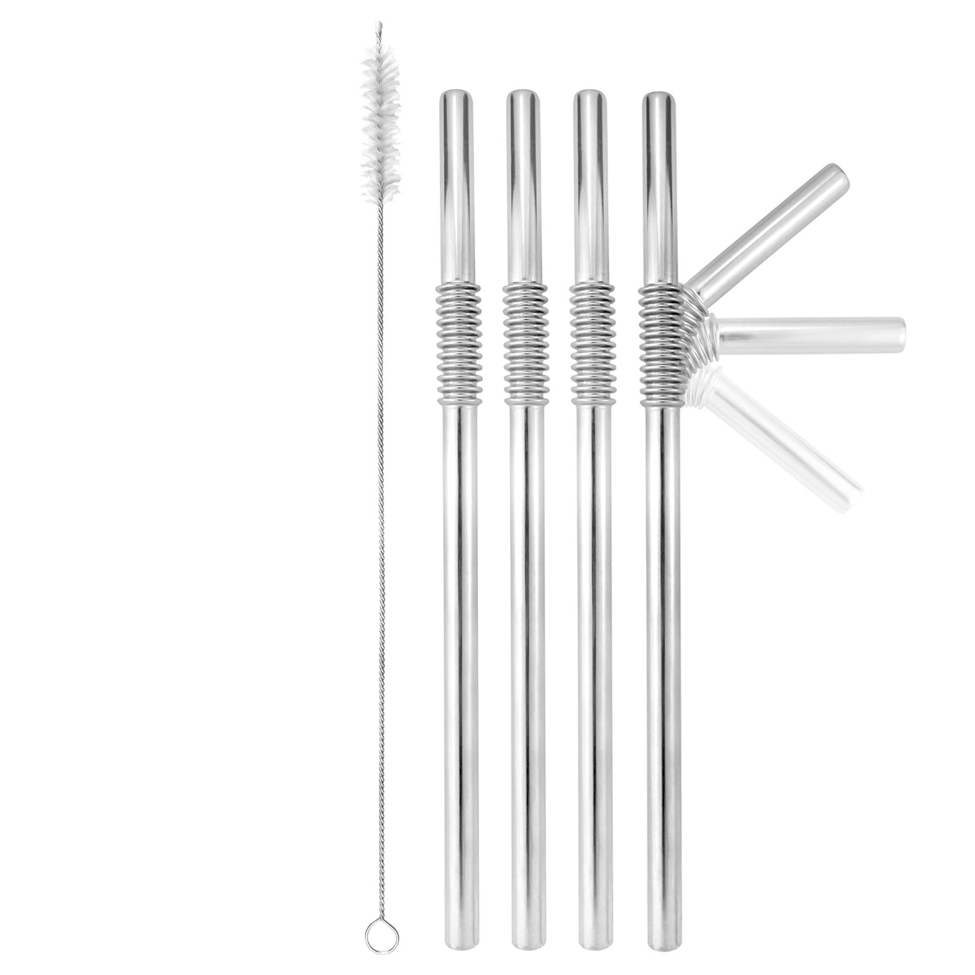 3pcs 12-inch Reusable Metal Straws, 304 Stainless Steel Straws Set(1  Straight Straw, 1 Bent Straw, 1 Cleaning Brush & 1 Pouch), Perfect For  Smoothies, Milkshakes, And Various Drinks