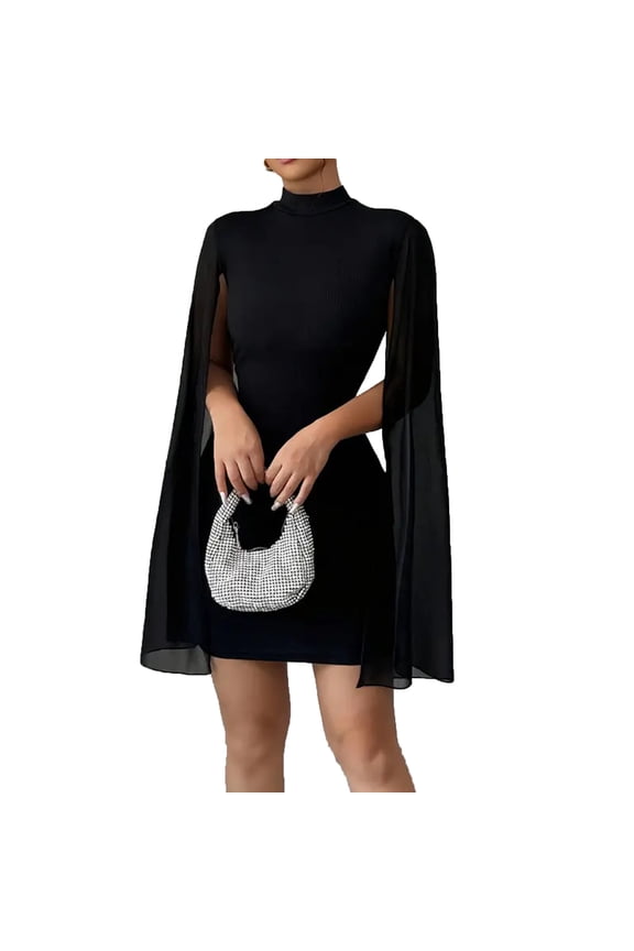 Turtleneck Sheath Dress, Figure-Flattering Design for the Office, Sophisticated Dress for Client Meetings, Interviews, and Professional Environments Black S