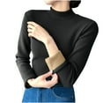 thumbnail image 1 of Turtleneck Shirts Womens Slim Fitted Long Sleeve Fleece Lined Pullover Top Winter Cozy Warm Sweater, 1 of 2
