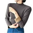 thumbnail image 1 of Turtleneck Shirts Womens Slim Fitted Long Sleeve Fleece Lined Pullover Top Winter Cozy Warm Sweater, 1 of 2