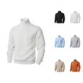 thumbnail image 1 of Turtleneck Sweater Men Long Sleeve Casual Basic Cable Knit Pullover Sweaters Fall Winter Clothes, 1 of 7