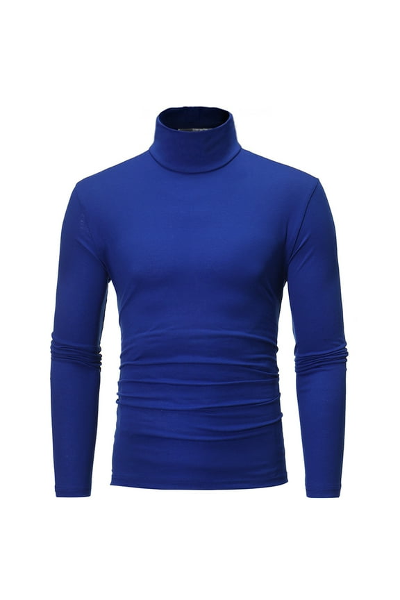 Turtleneck Sweater Mens Turtle Necks Long Sleeve Men's Casual Neck Tops Long Sleeve Slim Fit Turtleneck Pullover Sweaters Blue XXXL