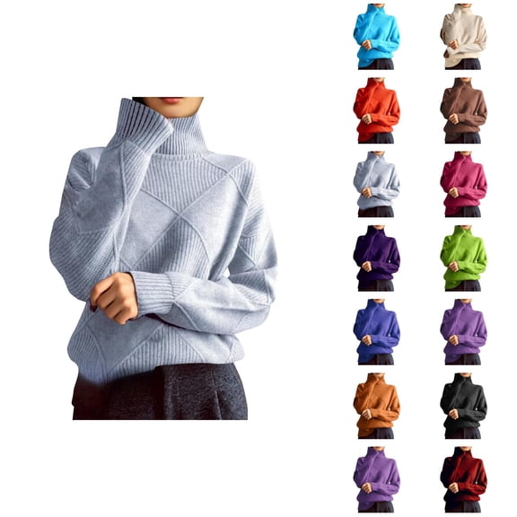 Turtleneck Sweater Women 2026 Fall Winter Fashion Long Sleeve Knit Plain Pullover Sweater Jumper Tops