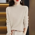 thumbnail image 1 of Turtleneck Sweater for Women Knitted Pullover Warm Sweater Tops Womens Cozy Sweaters Solid Color Womens Tops Knitted Tops Mock Neck Fall Sweaters for Women Lightweight Shirts Fall Outfits Beige, 1 of 4