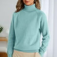 thumbnail image 1 of Turtleneck Sweater Women Long Sleeve Mock Neck Sweater Warm Fall Winter Chunky Knit Pullover 2025 Turquoise M, 1 of 4