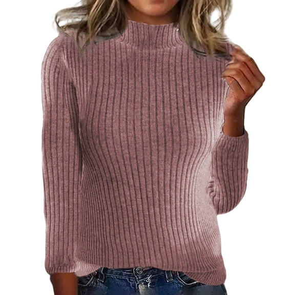 Turtleneck Sweater Women Pullover Autumn Wool Knitted Jumper Plain Crew Neck Thin Long Sleeve Jumper Soft Knit Sweater Elegant Warm Winter Sweater Wool Pullover Women Sweaters For Women