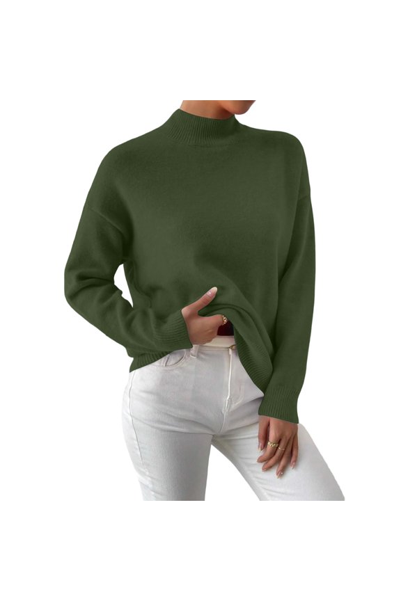 Turtleneck Sweater Women Turtle Neck Sweater for Women Turtle Neck for Women Turtleneck Sweaters for Women Long Sleeve Knit Pullover Sweater Top Fall Winter Fashion Outfits, Army Green-L