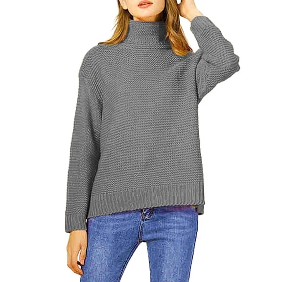 Turtleneck Sweater Women's Autumn And Winter European And American Knitted Thick Thread Long Sleeved Turtleneck Pullover Sweater Sweaters For Women