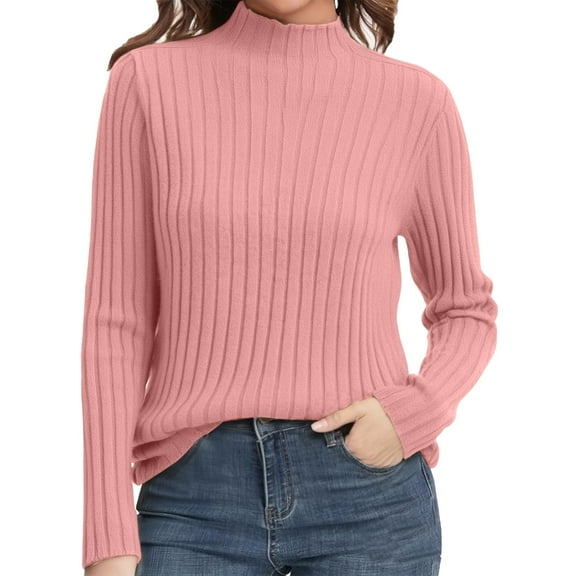 Turtleneck Sweater Women's Turtleneck Sweaters Fall Long Sleeve Pullover Sweater Ribbed Knit Basic Tops Sweaters For Women