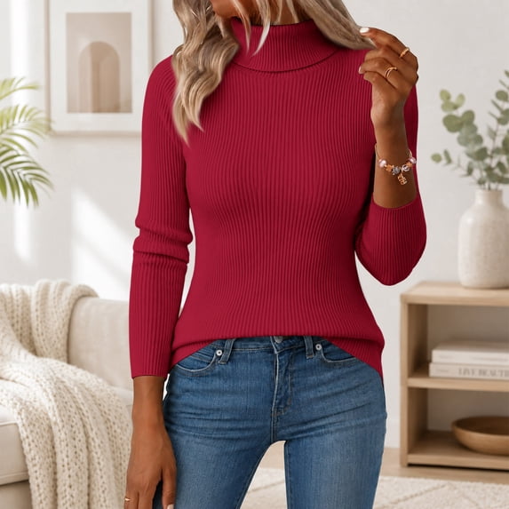 Turtleneck Sweater for Women Long Sleeve Slim Fit Lightweight Base Layer Knit Tops, 2XL