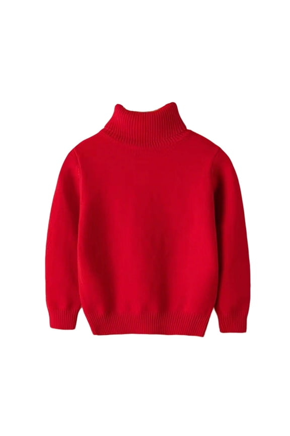 Turtleneck Sweaters for Boys Girls 2-15 Years Kids Winter Knitwear Clothes Long Sleeve High Neck Knit Pullover Top (14 Years, Red)