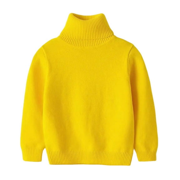 Turtleneck Sweaters for Boys Girls 2-15 Years Kids Winter Knitwear Clothes Long Sleeve High Neck Knit Pullover Top (14 Years, Yellow)