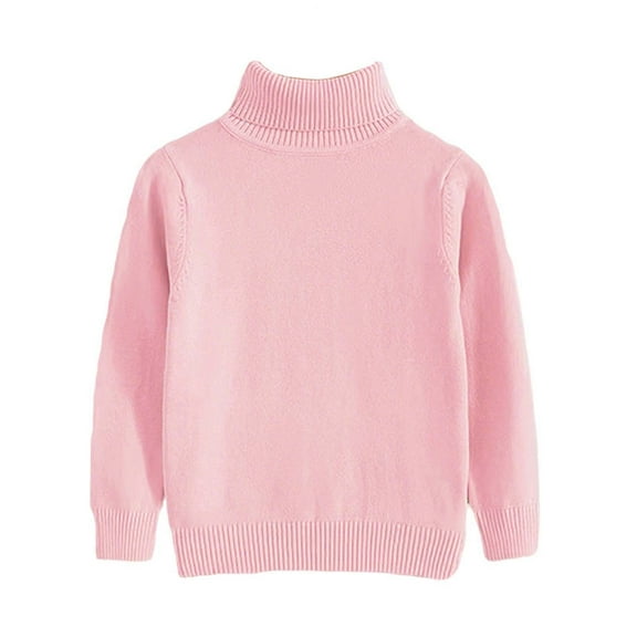 Turtleneck Sweaters for Boys Girls 2-15 Years Kids Winter Knitwear Clothes Long Sleeve High Neck Knit Pullover Top (3 Years, Pink)