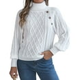 Turtleneck Sweaters for Women 2024 Trendy Button Decorated Cable Knit