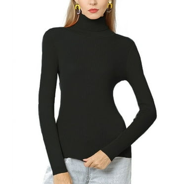 Turtleneck Sweaters for Women Basic Solid Color Lightweight Fall Sweater Ribbed Knit Slim Fitted Pullover Tops Shermie